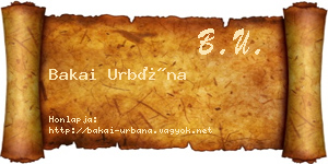 Bakai Urbána névjegykártya